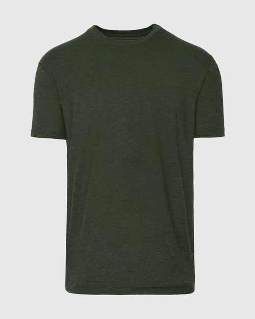 Dark Heather Olive Short Sleeve Crew Neck Tee