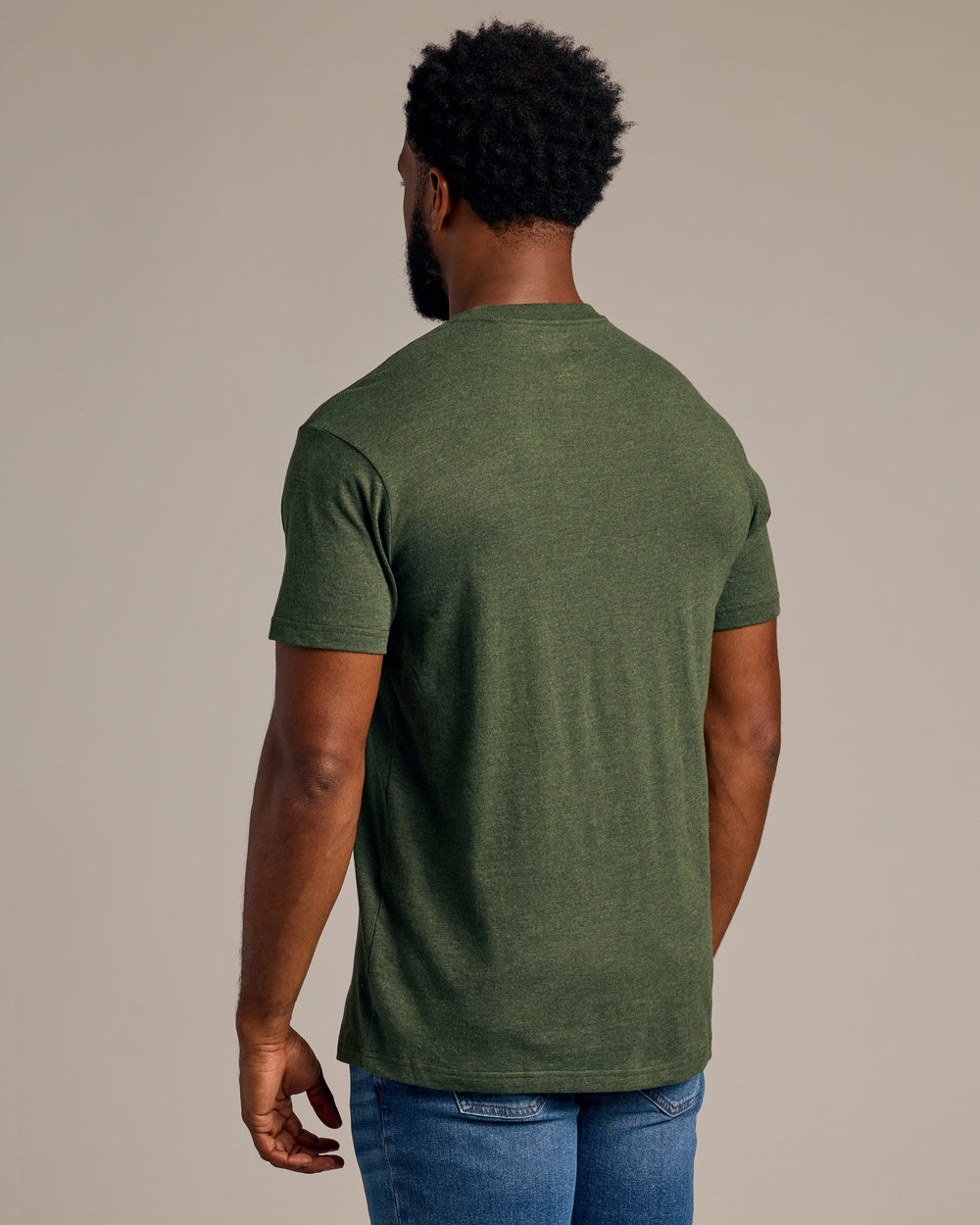 Dark Heather Olive Short Sleeve Crew Neck Tee