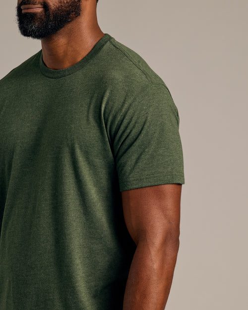 Dark Heather Olive Short Sleeve Crew Neck Tee