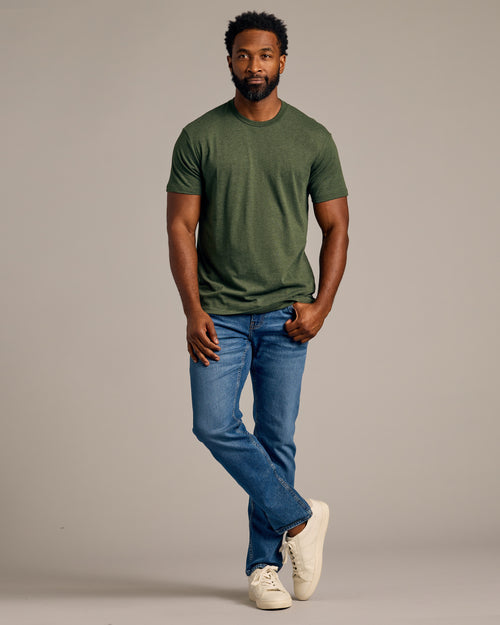 Dark Heather Olive Short Sleeve Crew Neck Tee