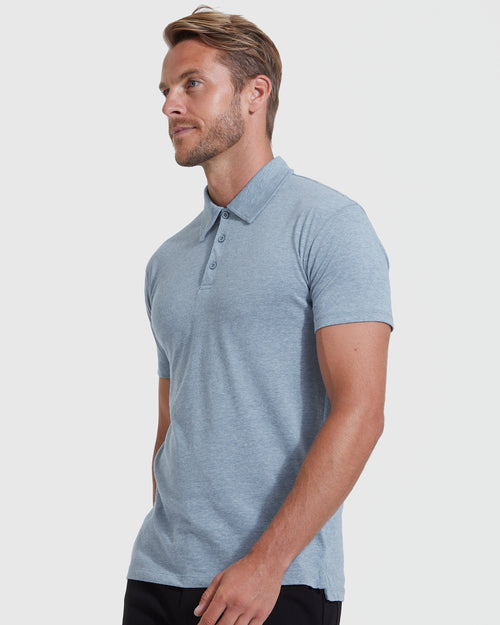 Heather Indigo Short Sleeve Polo