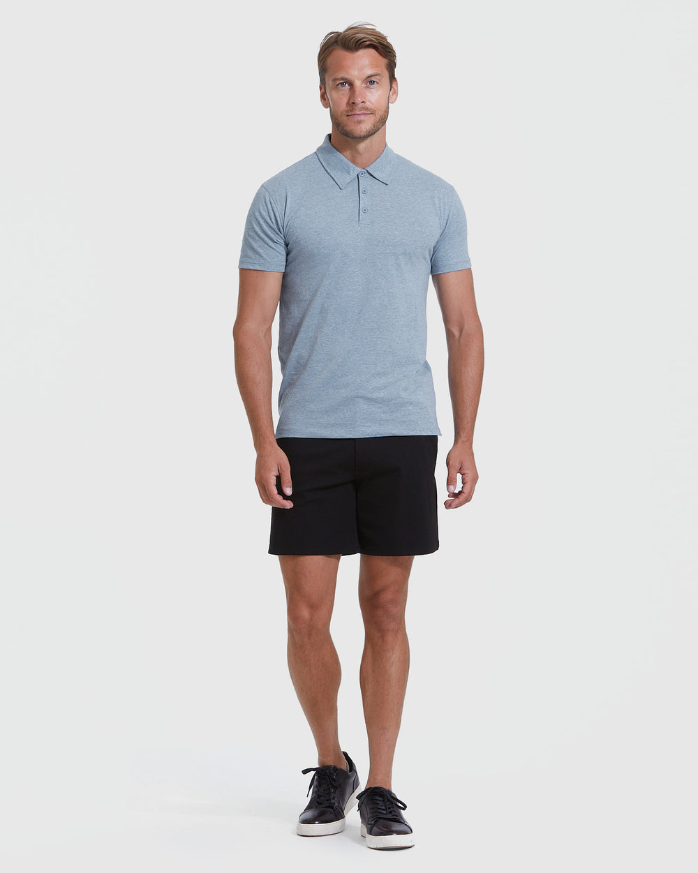 Heather Indigo Short Sleeve Polo