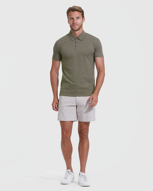 Heather Military Green Short Sleeve polo