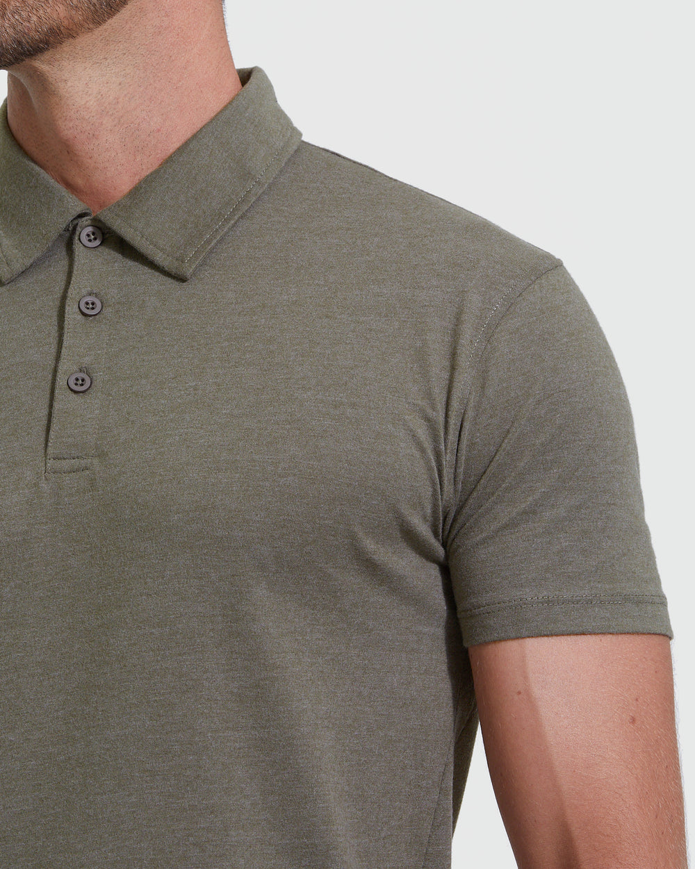 Heather Military Green Short Sleeve polo