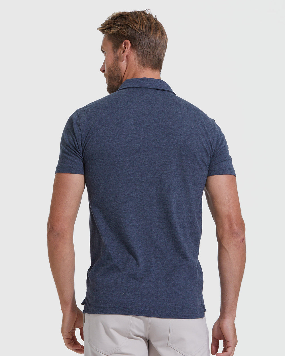 Heather Navy Short Sleeve Polo