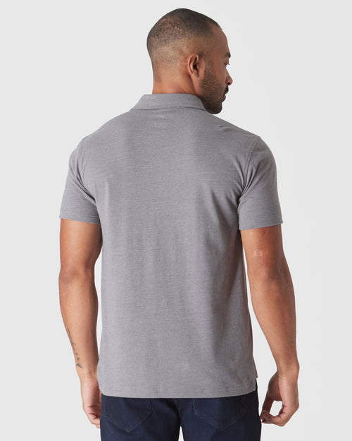 Heather Graphite Short Sleeve Polo