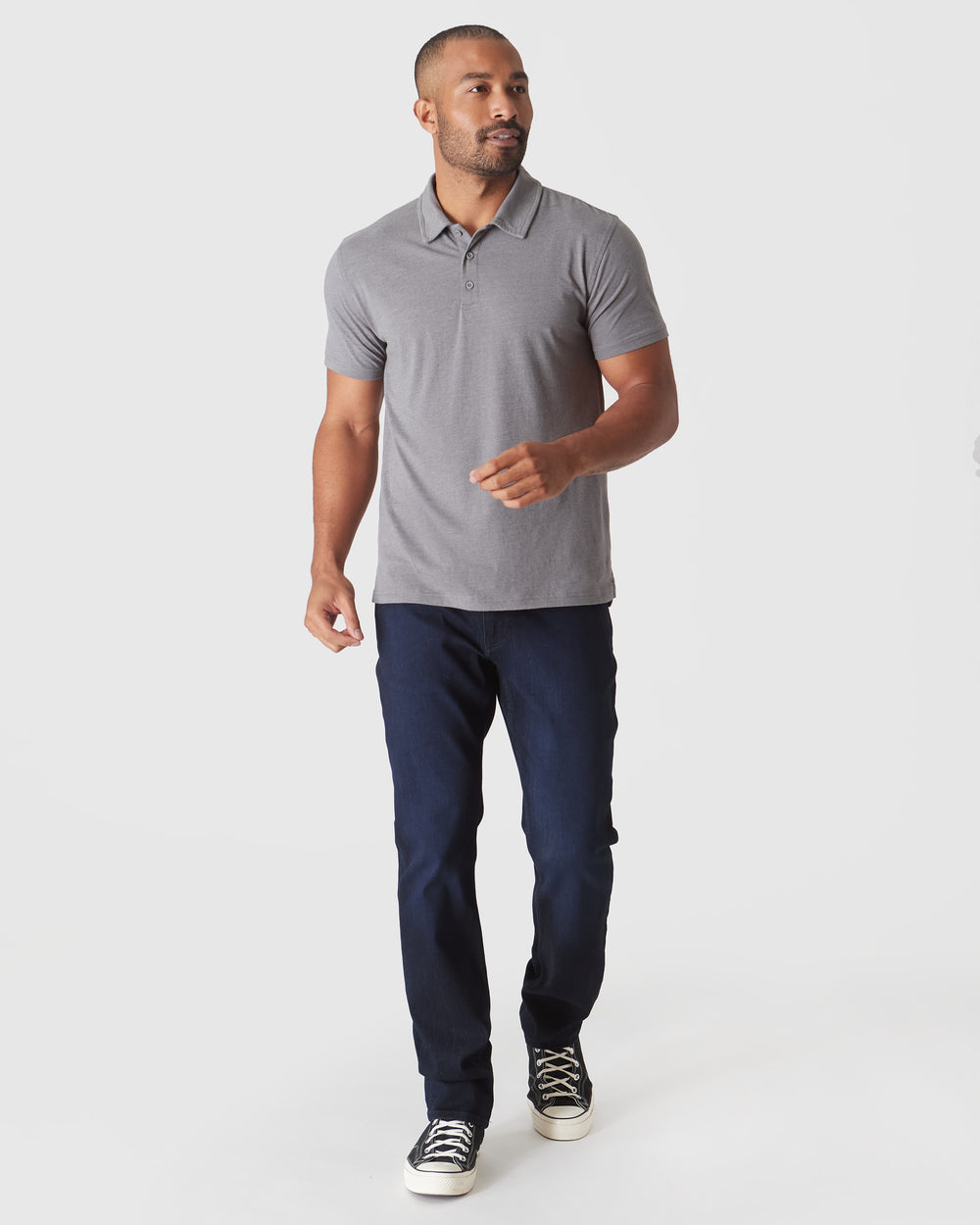 Heather Graphite Short Sleeve Polo