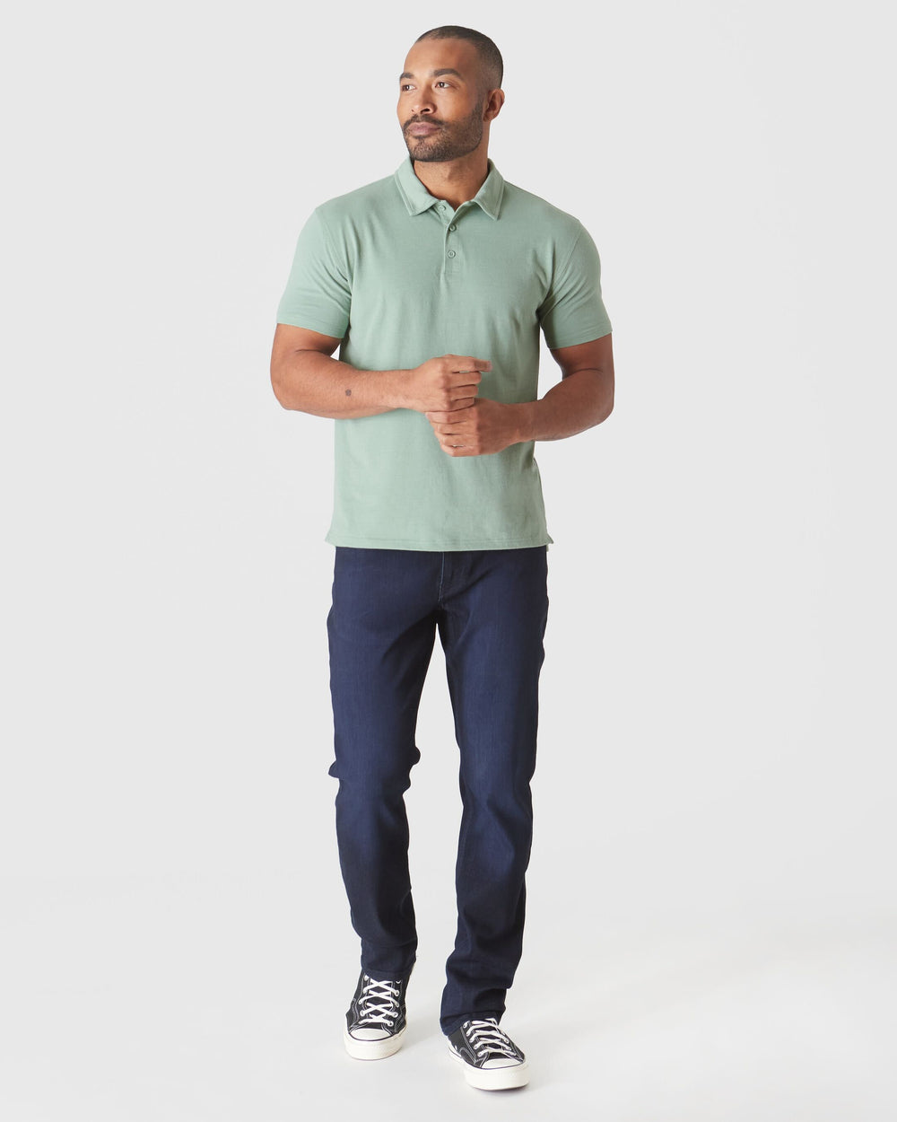 Heather Slate Green Short Sleeve Polo