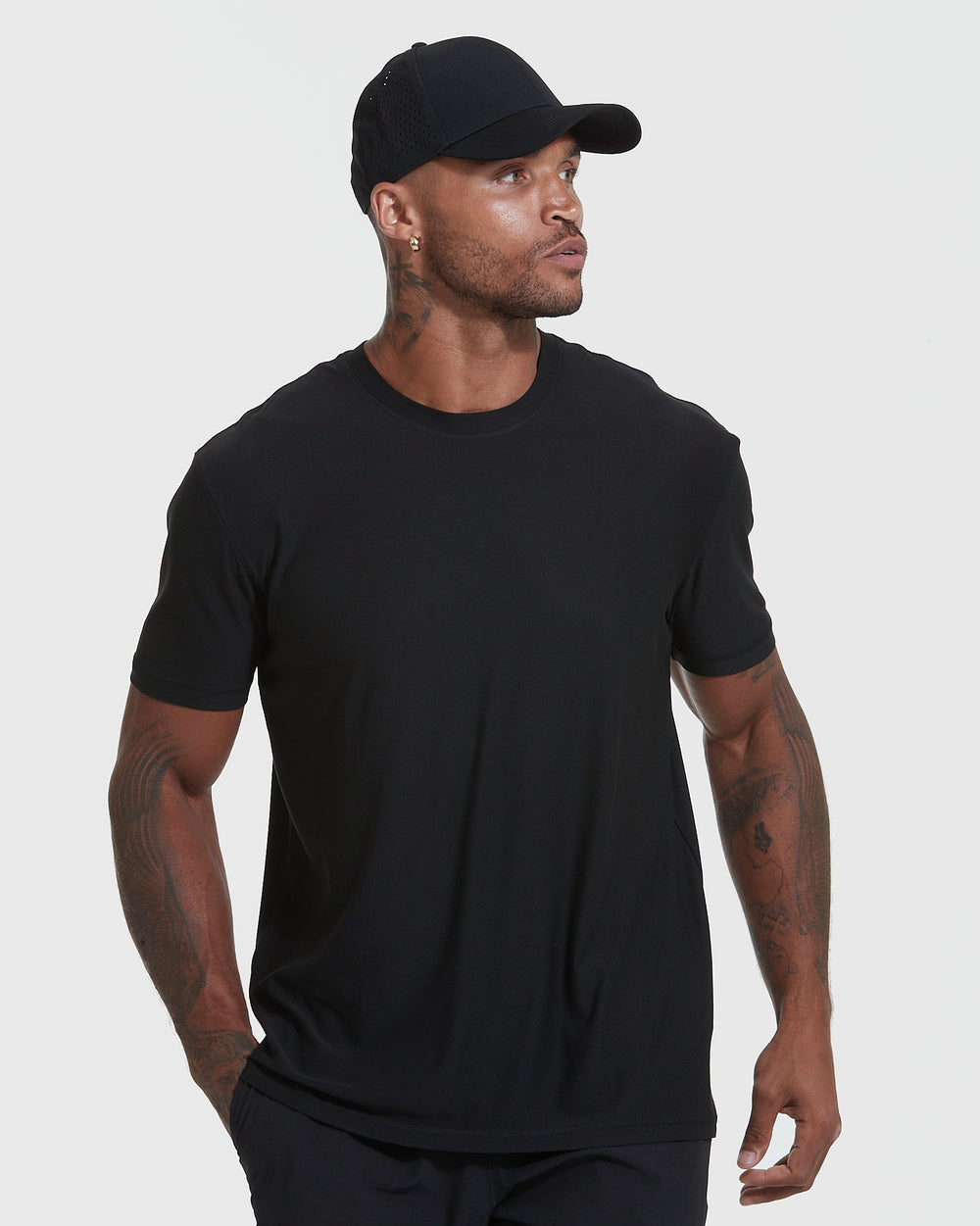 Black Active Short Sleeve Crew Neck Tee