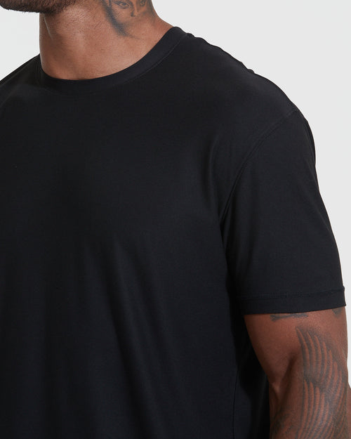 Black Active Short Sleeve Crew Neck Tee