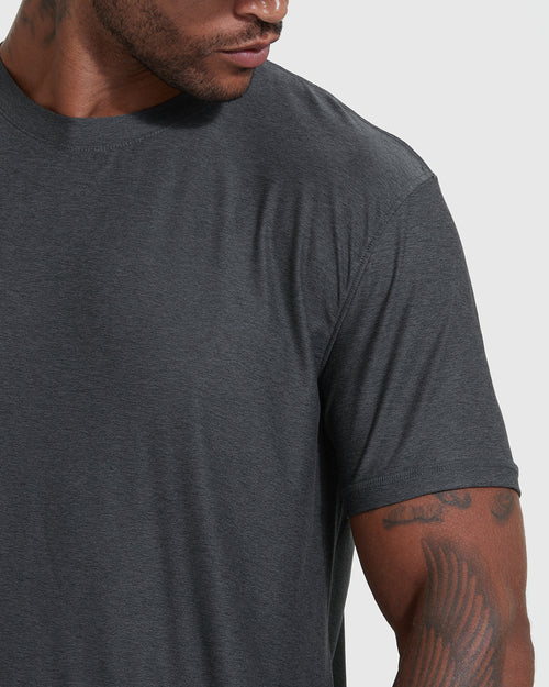 Charcoal Heather Gray Active Short Sleeve Crew Neck Tee