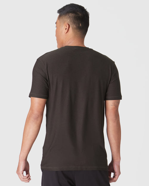 Dark Heather Cocoa Active Short Sleeve Crew Neck Tee