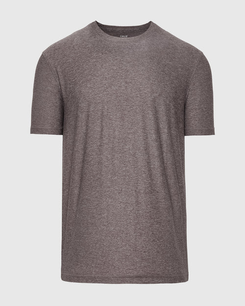 Heather Cocoa Active Short Sleeve Crew Neck Tee