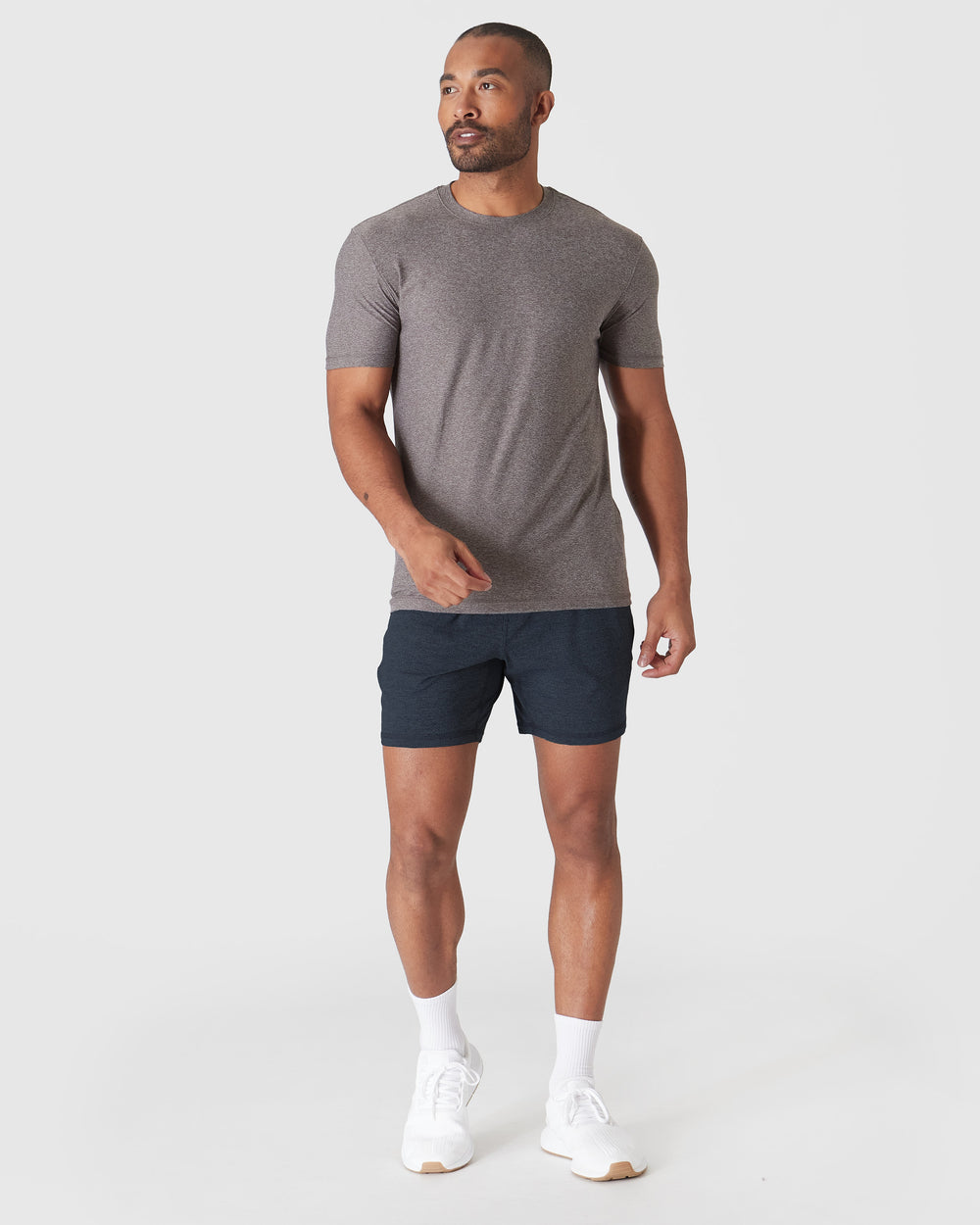 Heather Cocoa Active Short Sleeve Crew Neck Tee