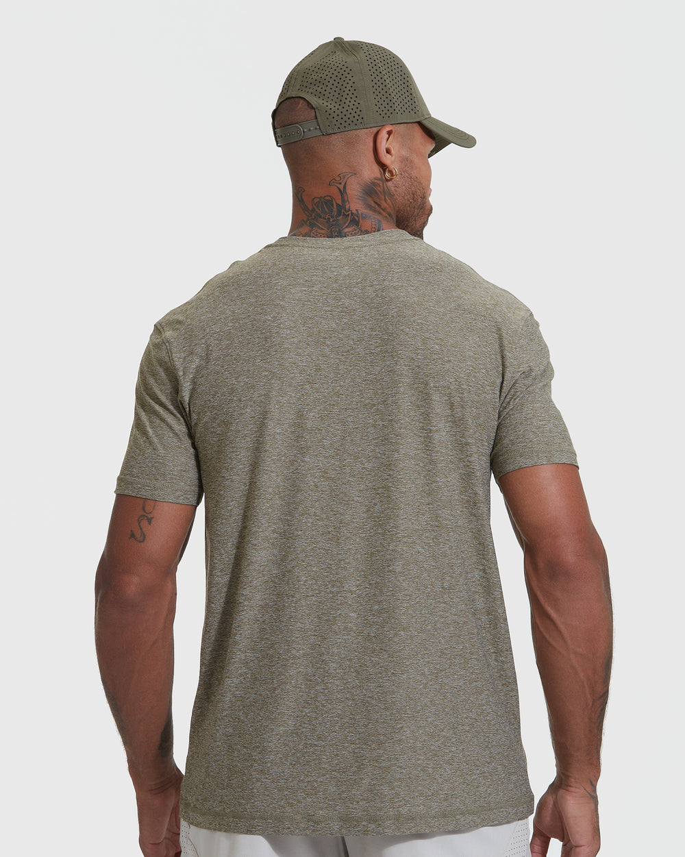 Heather Military Green Active Short Sleeve Crew Neck Tee