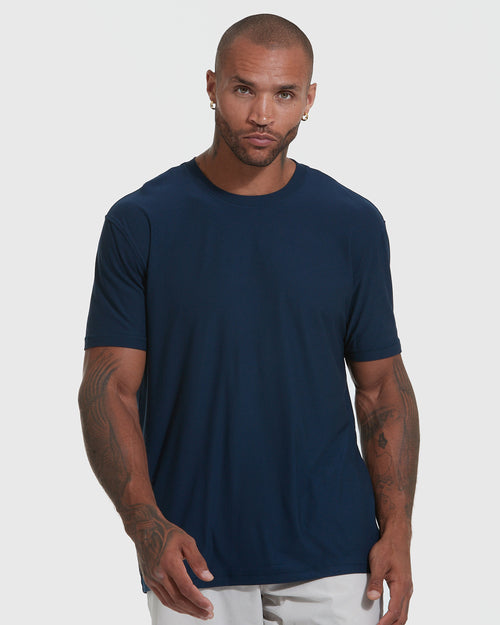 Navy Active Short Sleeve Crew Neck Tee