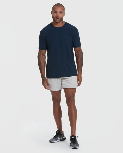 Navy Active Short Sleeve Crew Neck Tee