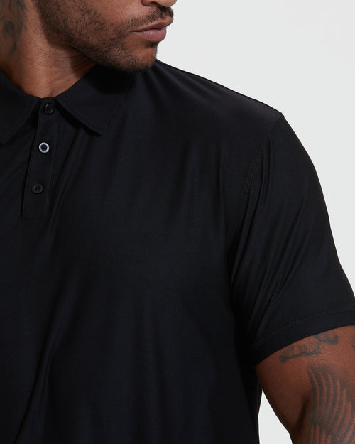 Black Active Short Sleeve Polo