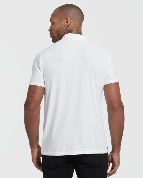 White Active Short Sleeve Polo