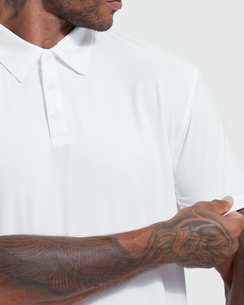 White Active Short Sleeve Polo