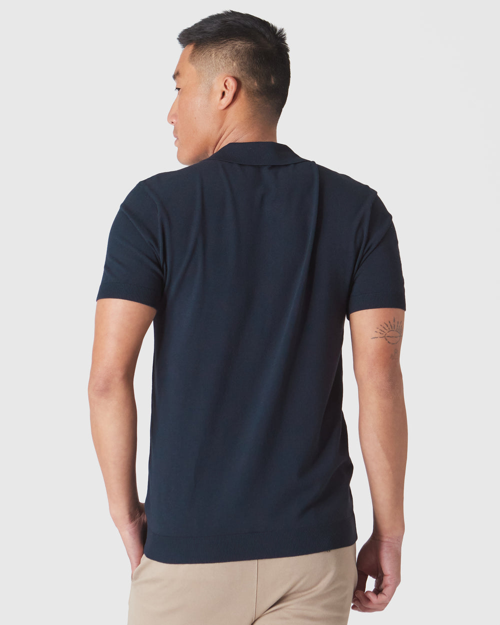 Navy Short Sleeve Sweater Polo