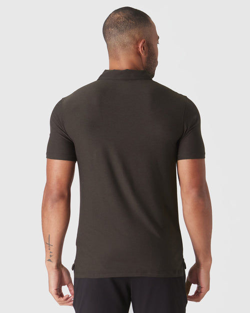 Dark Heather Cocoa Active Short Sleeve Polo