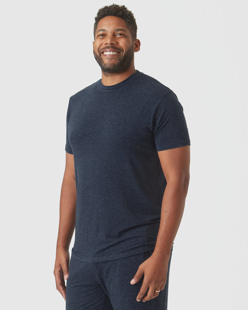 Heather Navy Short Sleeve Loungewear Tee