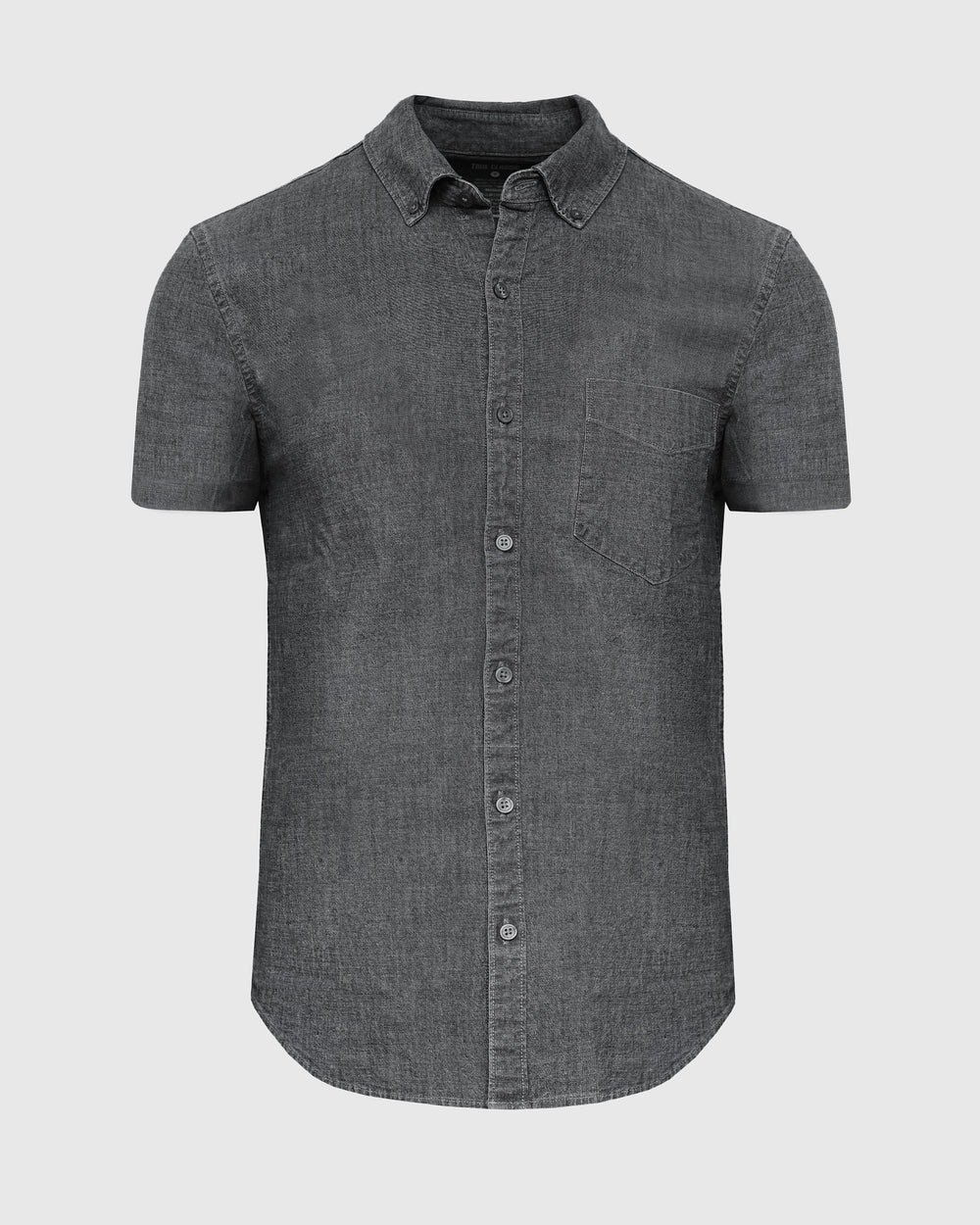 Black Wash Short Sleeve Stretch Chambray Shirt