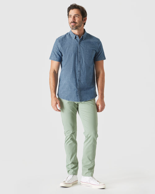 Light Indigo Wash Short Sleeve Stretch Chambray Shirt