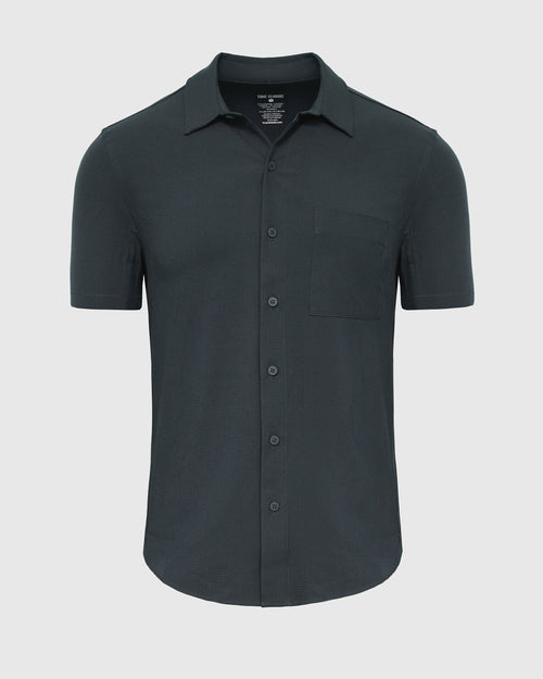 Heather Navy Short Sleeve Ripstop Commuter Shirt