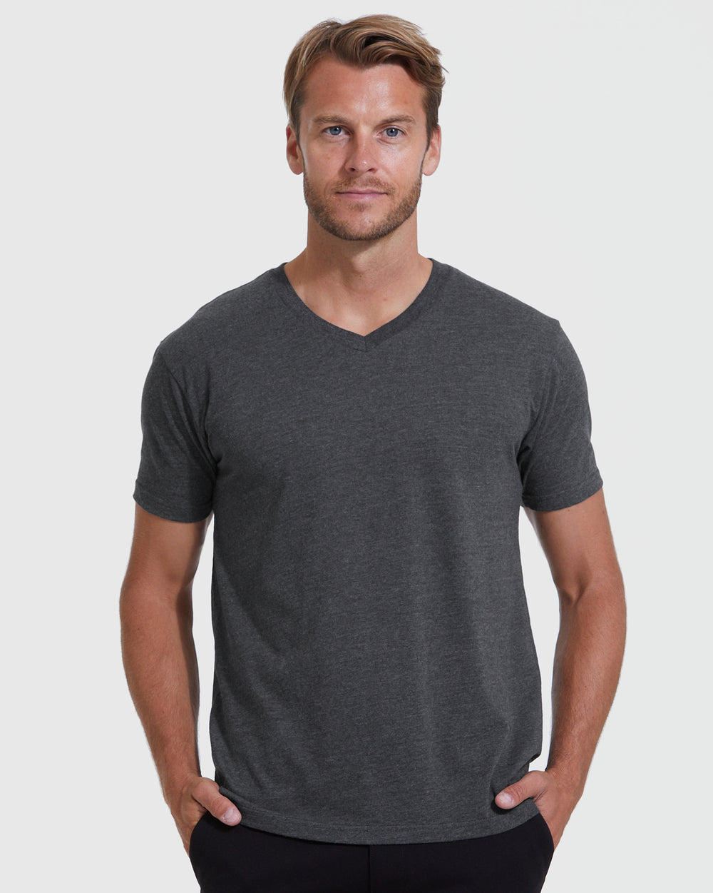 Charcoal Heather Gray V-Neck Tee