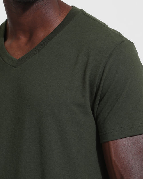 Dark Olive V-Neck Tee