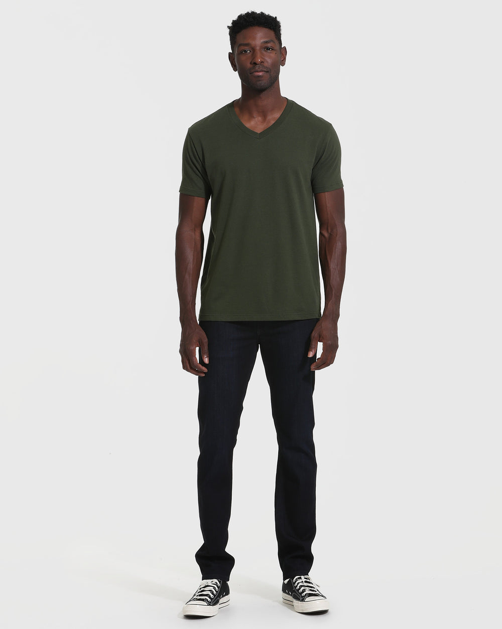 Dark Olive V-Neck Tee