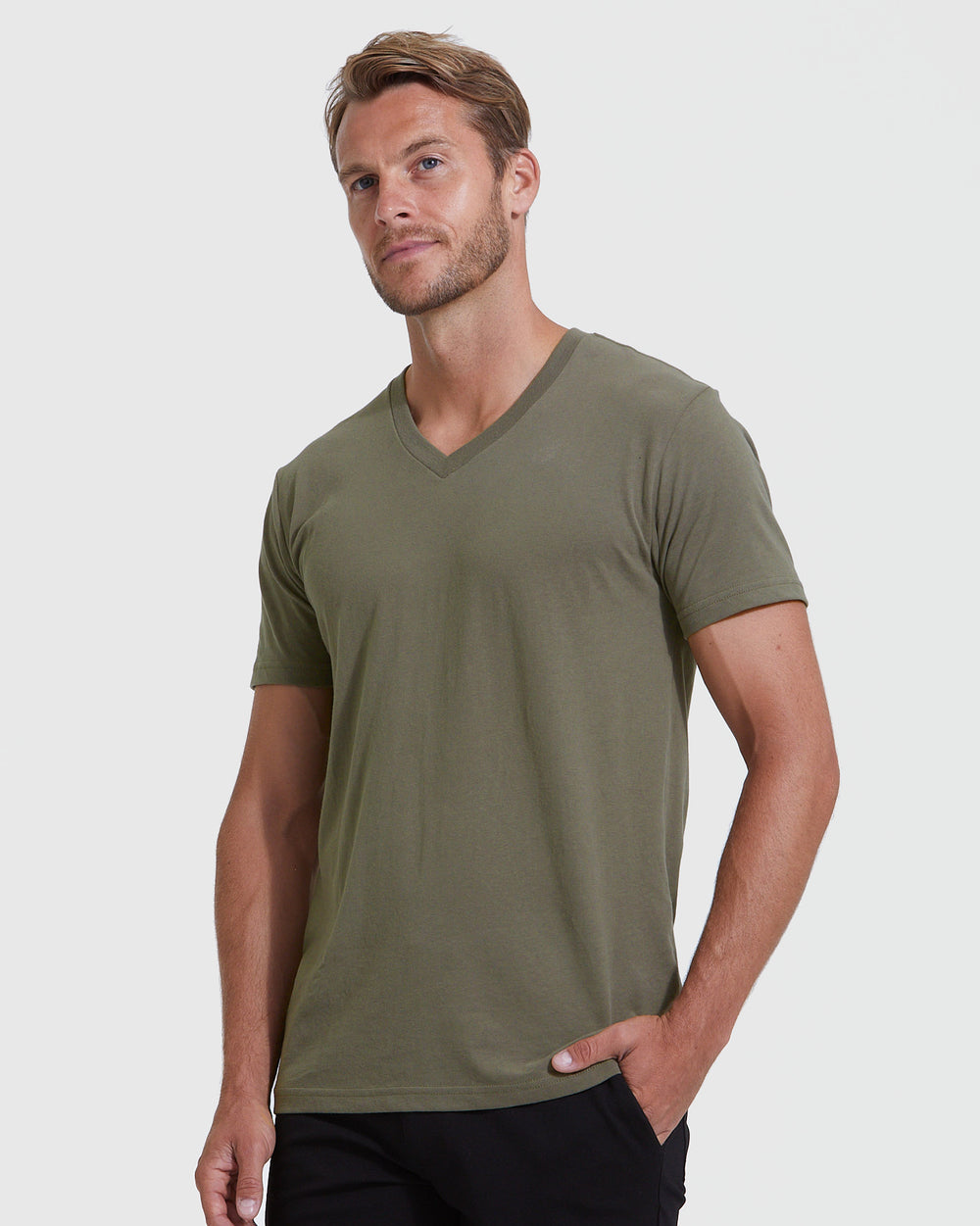 Military Green V-Neck Tee