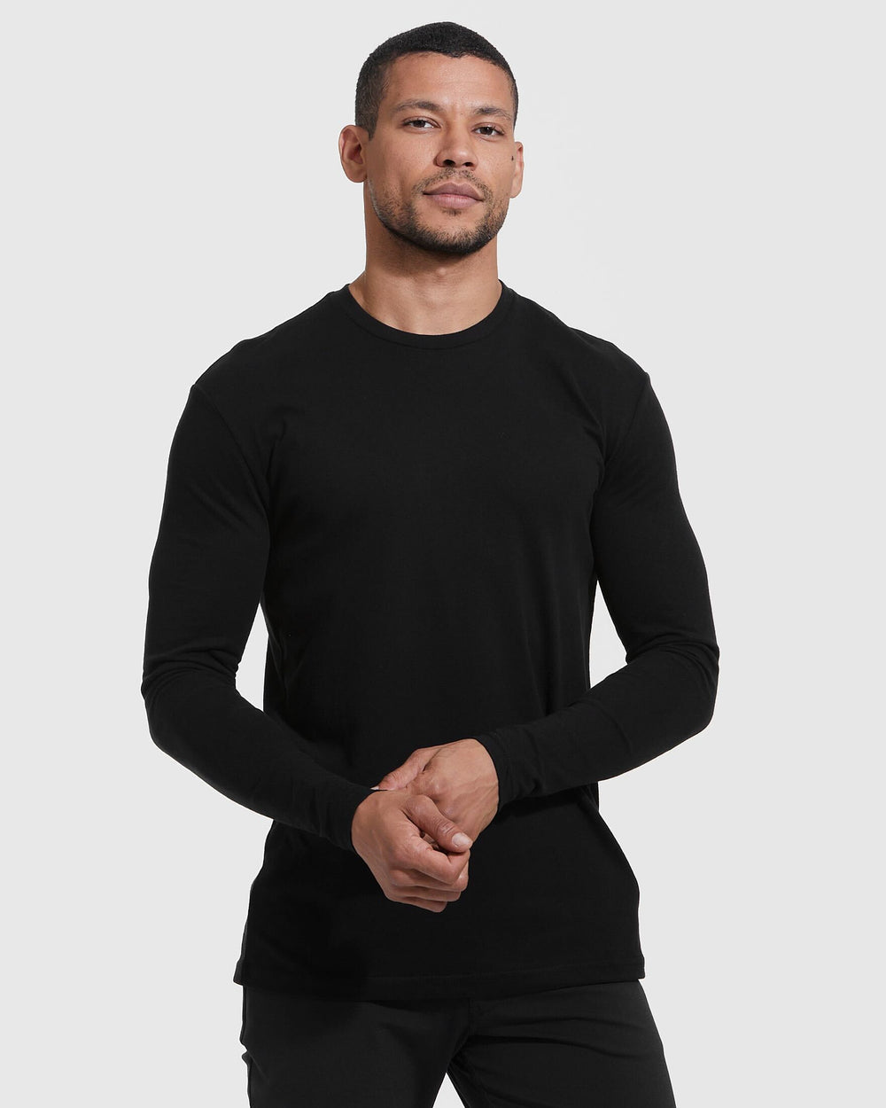 Black Long Sleeve Crew Neck Tee