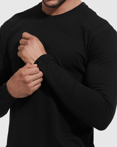 Black Long Sleeve Crew Neck Tee