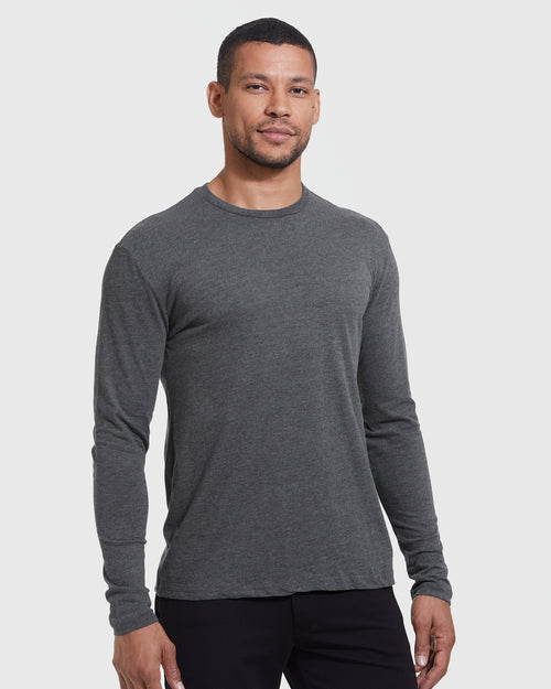 Heather Long Sleeve Crew Neck T-Shirt 3-Pack