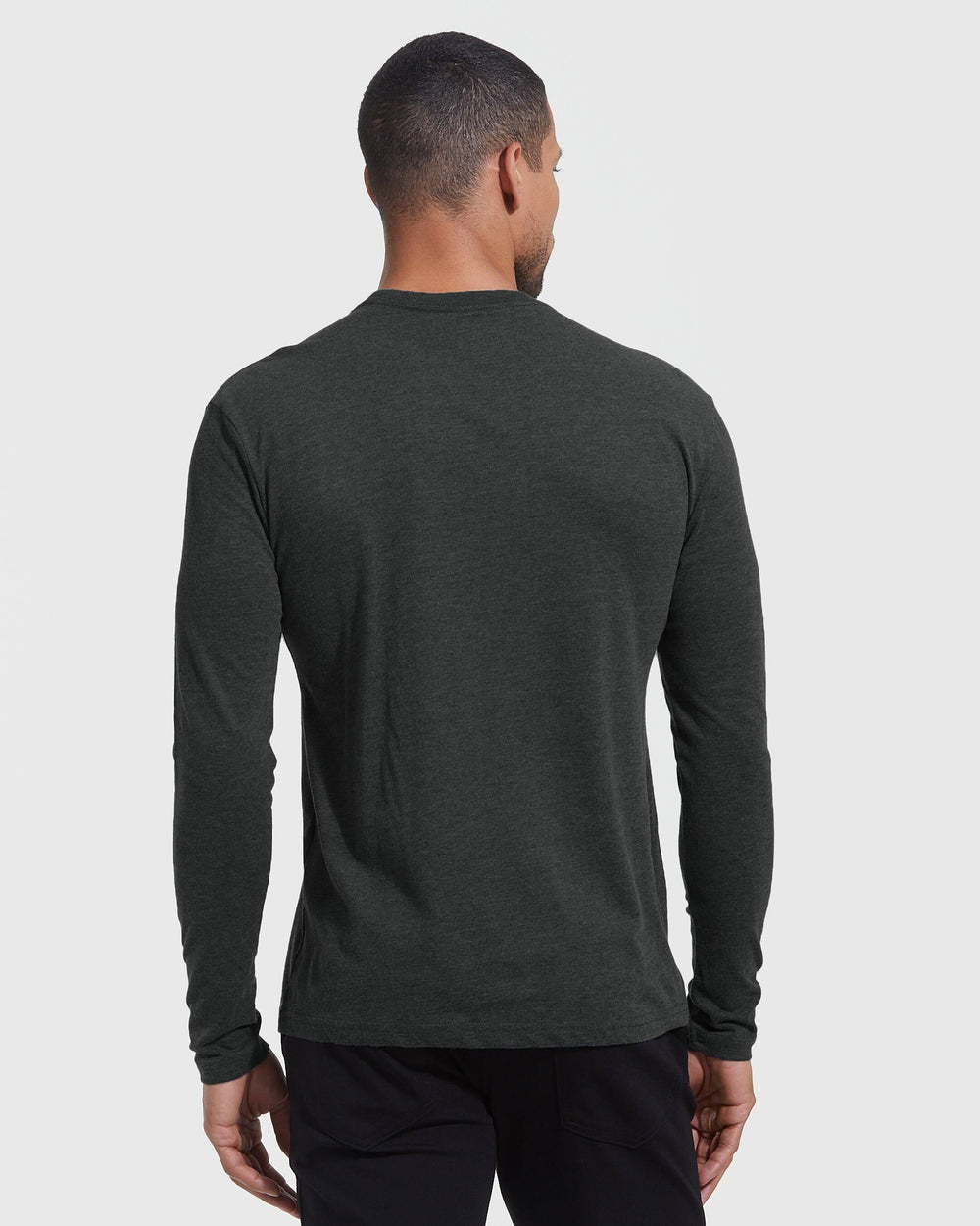 Charcoal Heather Gray Long Sleeve Crew Neck Tee