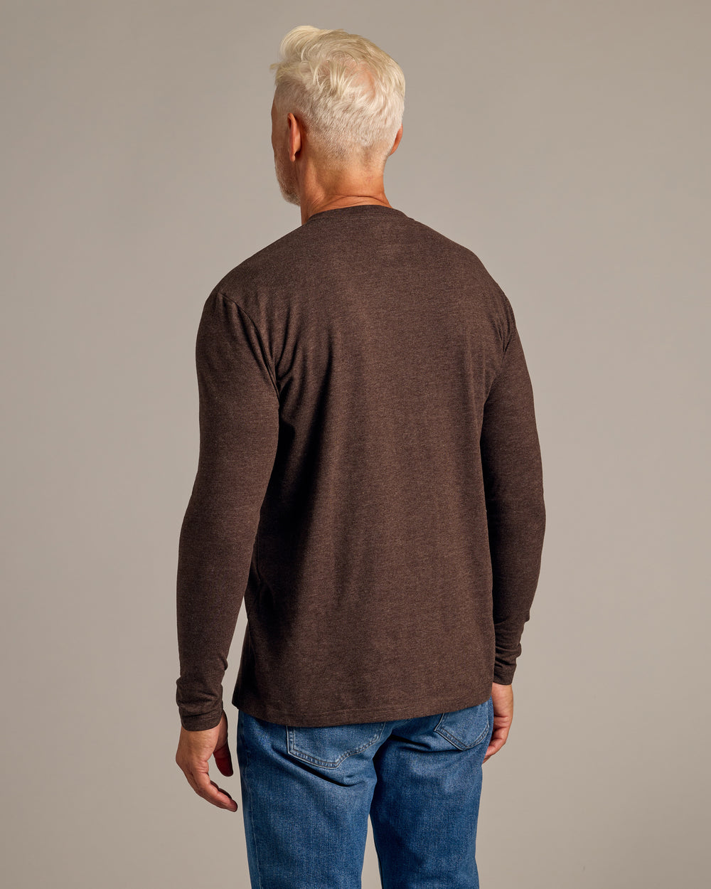 Dark Heather Cocoa Long Sleeve Crew Neck Tee