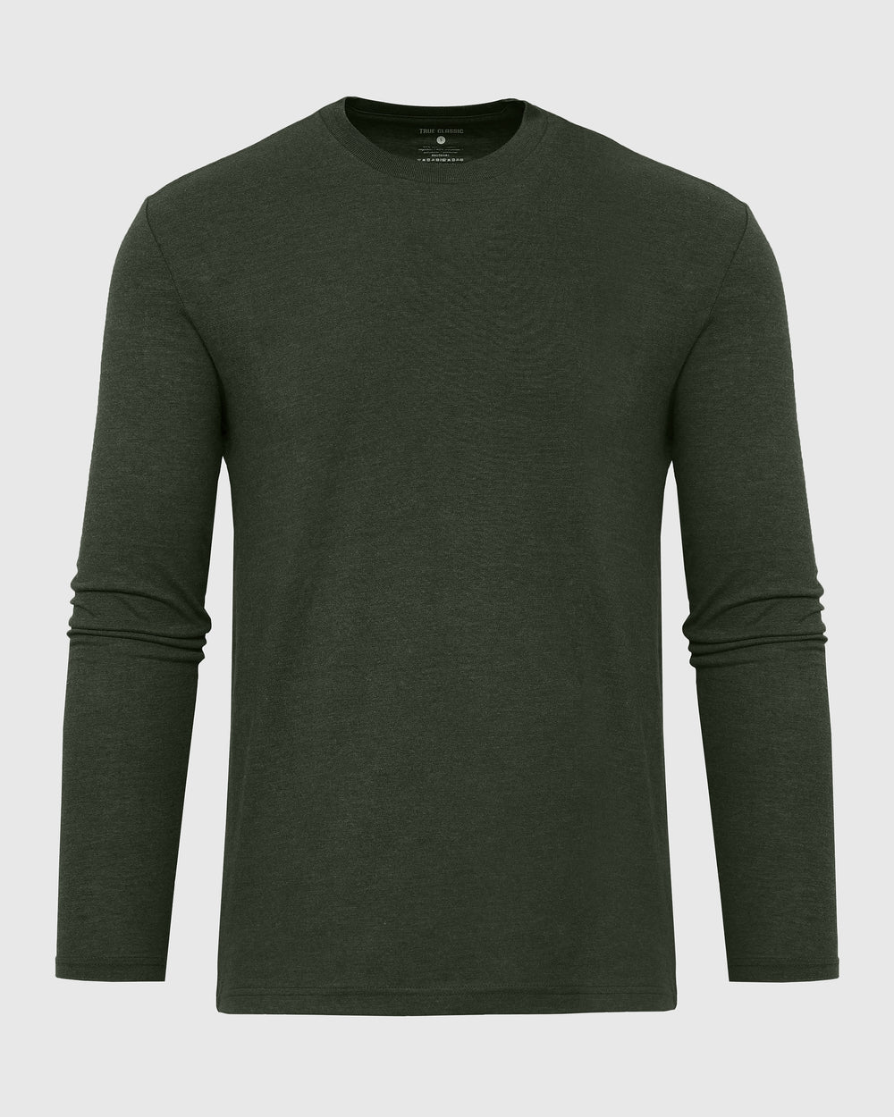 Dark Heather Olive Long Sleeve Crew Neck Tee