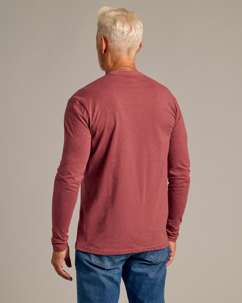 Dark Heather Rustic Apple Long Sleeve Crew Neck Tee