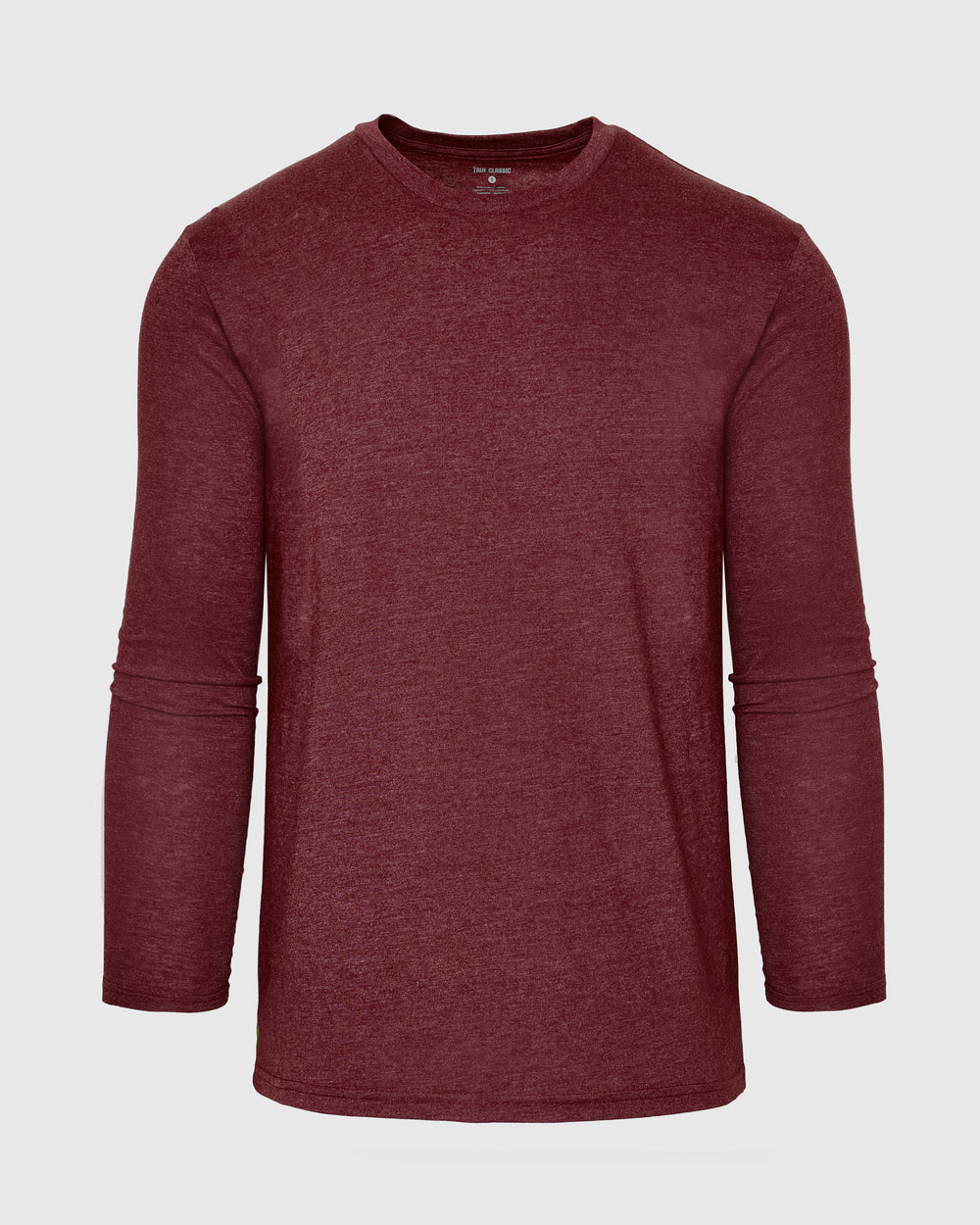 Dark Heather Burgundy Long Sleeve Crew Neck Tee