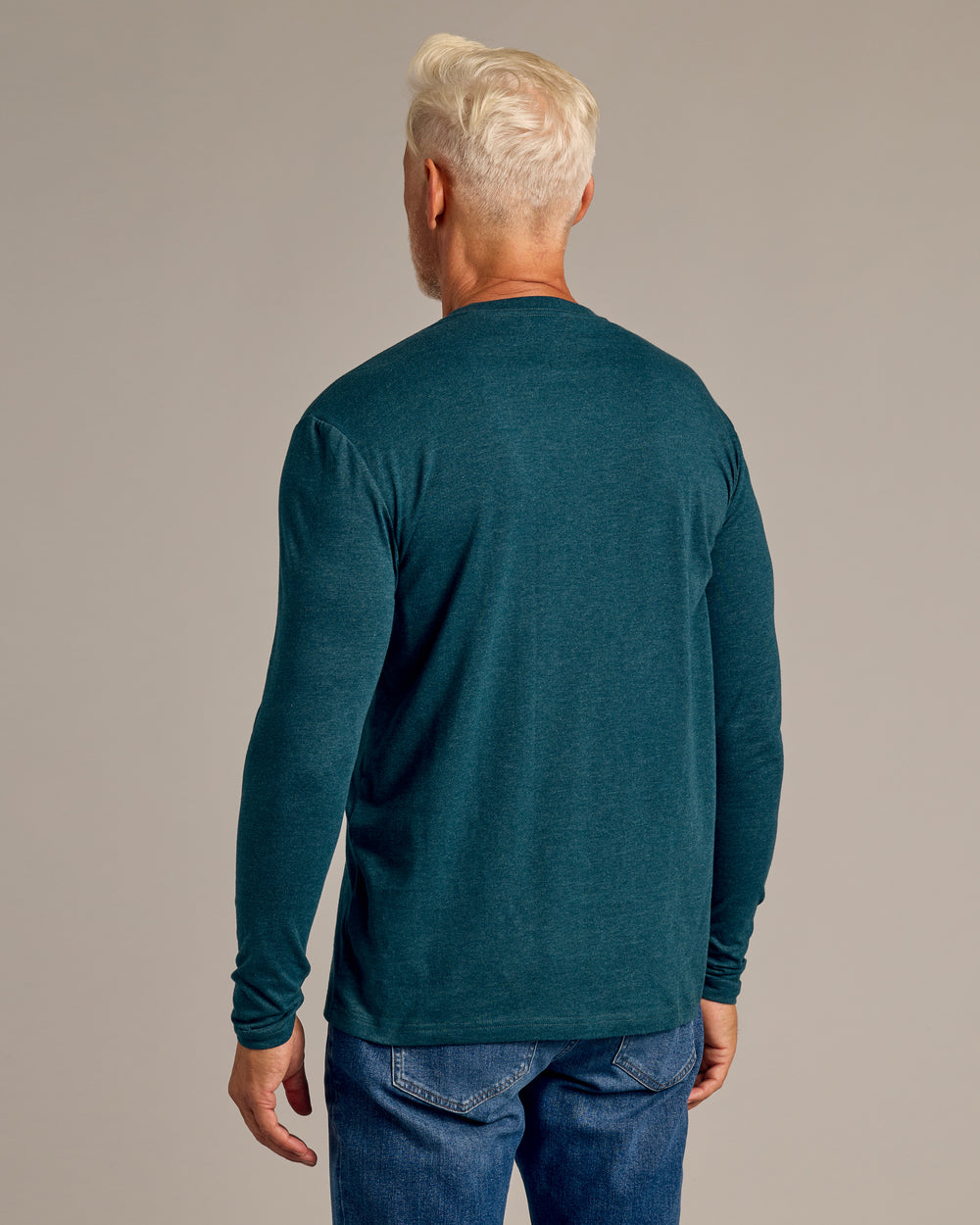 Dark Heather Pond Long Sleeve Crew Neck Tee