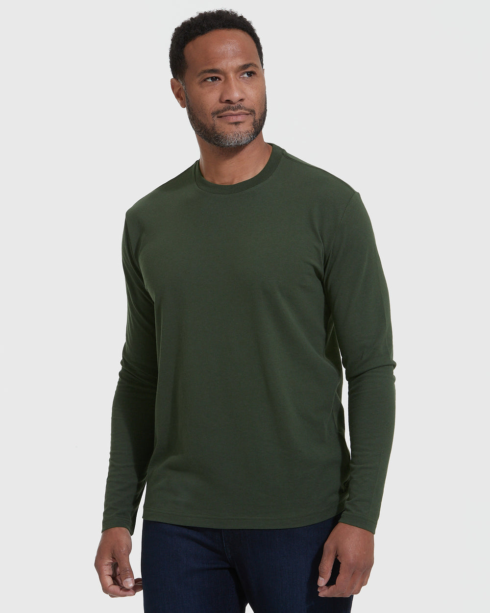 Dark Olive Long Sleeve Crew Neck Tee