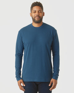 True ClassicDeep Sea Blue Long Sleeve Crew Neck Tee