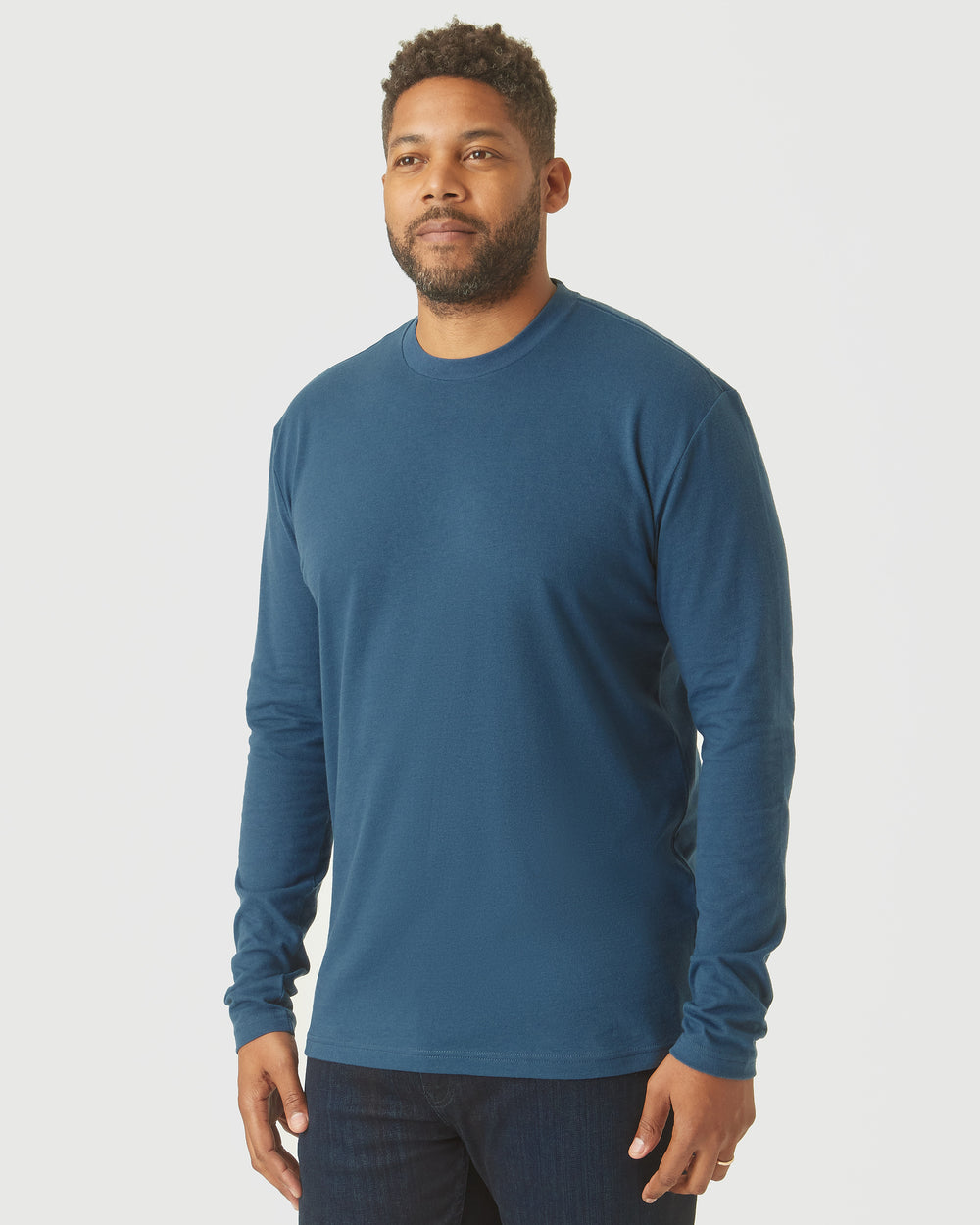 Deep Sea Blue Long Sleeve Crew Neck Tee