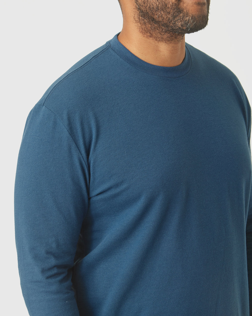 Deep Sea Blue Long Sleeve Crew Neck Tee