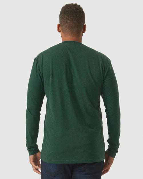 Evergreen Heather Long Sleeve Crew Neck Tee