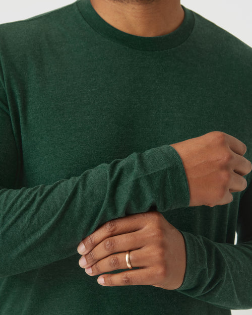 Evergreen Heather Long Sleeve Crew Neck Tee