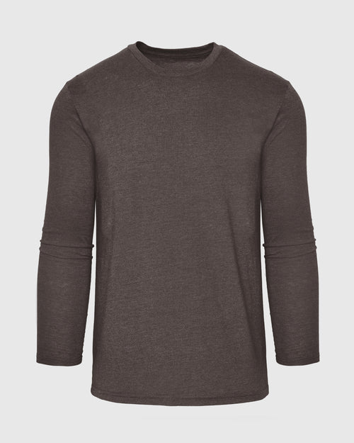 Heather Dark Oak Long Sleeve Crew Neck Tee